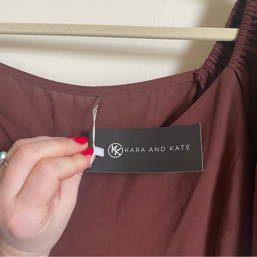 Kara and Kate Burgundy Ruffle Sweetheart Neck Dress - size XL - NWT - Picture 6 of 6